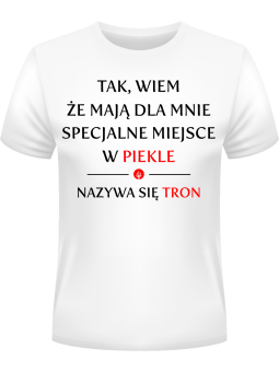Koszulka Koszulka Męska Moje miejsce w piekle Biała - Śmieszne T-Shirty z Nadrukami ?