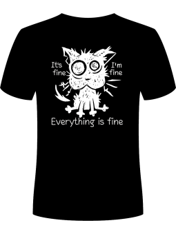 Koszulka Koszulka Męska Stressed Cat Czarna - Śmieszne T-Shirty z Nadrukami ?