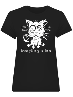 Koszulka Koszulka Damska Stressed Cat Czarna - Śmieszne T-Shirty z Nadrukami ?