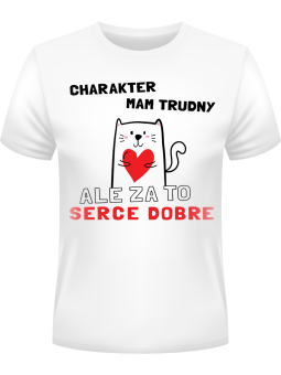 Koszulka Koszulka Męska Charakter mam trudny Biała - Śmieszne T-Shirty z Nadrukami ?