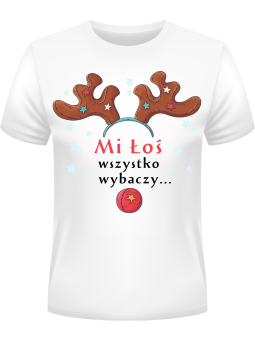 Koszulka Koszulka Męska Mi Łoś wszystko wybaczy Biała - Śmieszne T-Shirty z Nadrukami ?