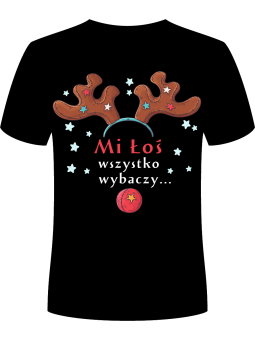Koszulka Koszulka Męska Mi Łoś wszystko wybaczy Czarna - Śmieszne T-Shirty z Nadrukami ?