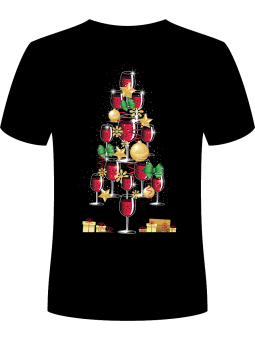 Koszulka Koszulka Męska Świąteczna Choinka z Wina Czarna - Dziadek Do Orzechów Święta