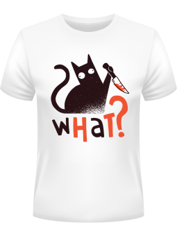 Koszulka Koszulka Męska  Kot What Biała - Śmieszne T-Shirty z Nadrukami ?