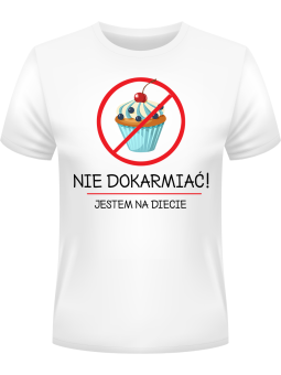 Koszulka Koszulka Męska Jestem na Diecie Biała - Śmieszne T-Shirty z Nadrukami ?