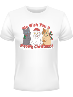 Koszulka Koszulka Męska Meowy Christmas Biała - piwo święta mikołaj