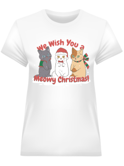 Koszulka Koszulka Damska Meowy Christmas Biała - Dziadek Do Orzechów Święta