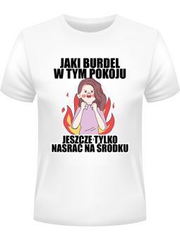 Koszulka Koszulka Męska Bałagan w Pokoju Biała - Śmieszne T-Shirty z Nadrukami ?