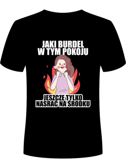 Koszulka Koszulka Męska Bałagan w Pokoju Czarna - Śmieszne T-Shirty z Nadrukami ?