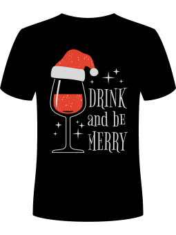 Koszulka Koszulka Męska Świąteczna Lampka Winka Czarna - Dziadek Do Orzechów Święta