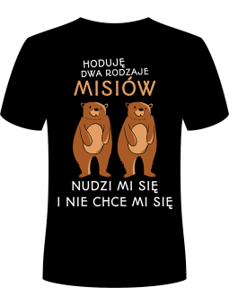 Koszulka Koszulka Męska Dwa rodzaje misiów Czarna - Śmieszne T-Shirty z Nadrukami ?