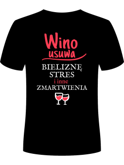 Koszulka Koszulka Męska Wino Usuwa Czarna - Śmieszne T-Shirty z Nadrukami ?