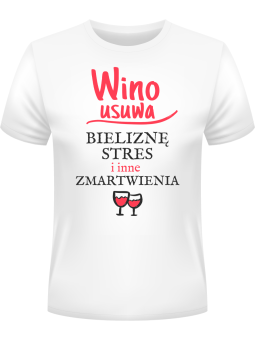 Koszulka Koszulka Męska Wino Usuwa Biała - Śmieszne T-Shirty z Nadrukami ?