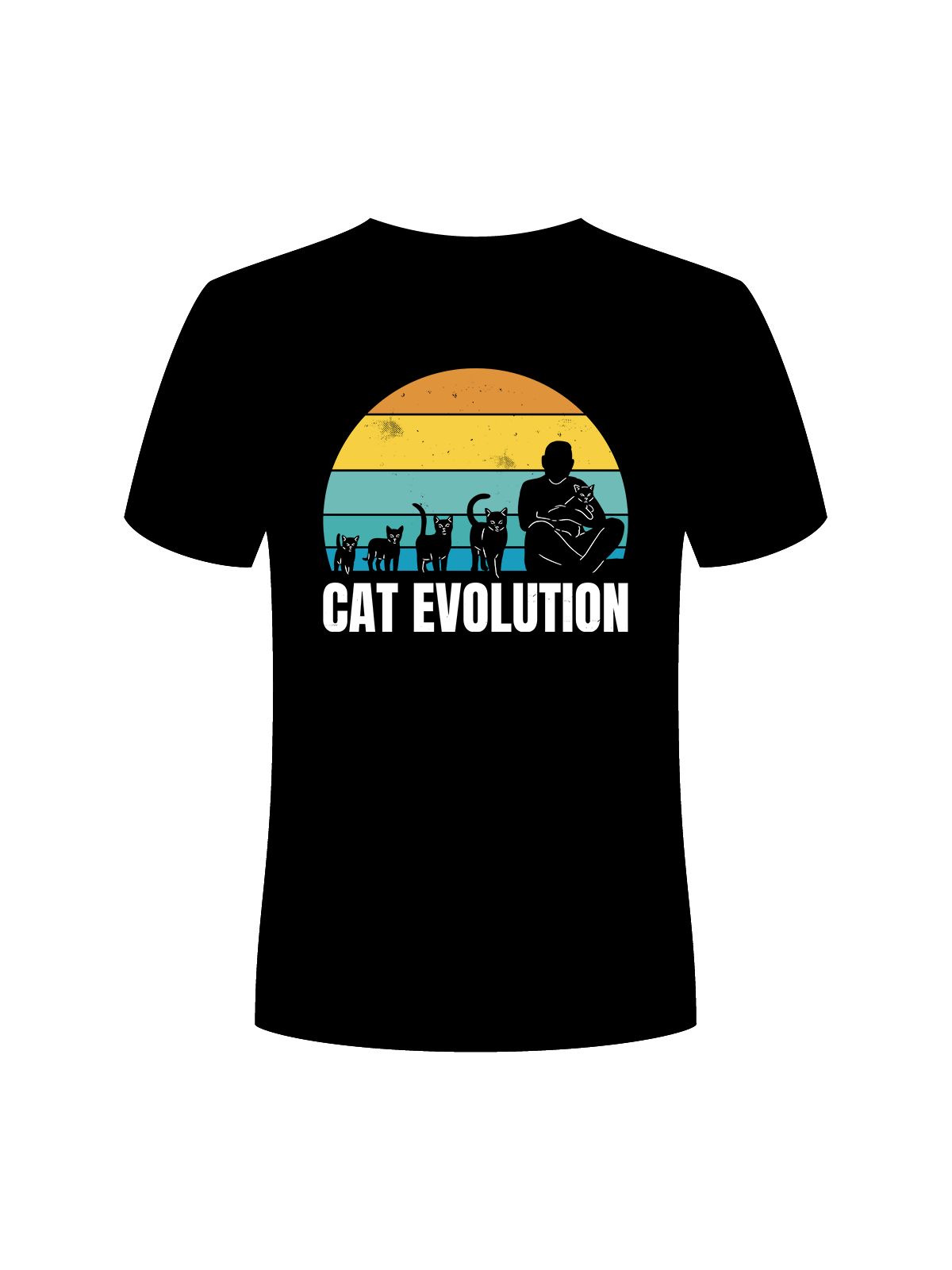 Koszulka Koszulka Męska Cat Evolution Czarna - Śmieszne T-Shirty z Nadrukami ?