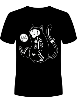 Koszulka Koszulka Męska Kot Szkielet Czarna - Śmieszne T-Shirty z Nadrukami ?