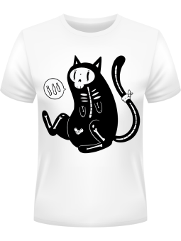 Koszulka Koszulka Męska Kot Szkielet Biała - Śmieszne T-Shirty z Nadrukami ?