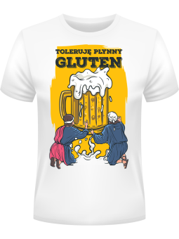 Koszulka Koszulka Męska Toleruję Płynny Gluten Biała - Śmieszne T-Shirty z Nadrukami ?