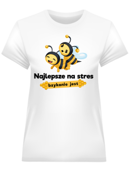 Koszulka Koszulka Damska Najlepsze na stres bzykanie jest Biała - Śmieszne T-Shirty z Nadrukami ?