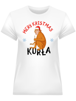 Koszulka Koszulka Damska Mery Kristmas Biała - Śmieszne T-Shirty z Nadrukami ?