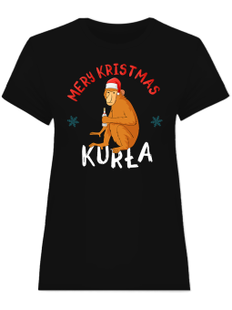 Koszulka Koszulka Damska Mery Kristmas Czarna - Śmieszne T-Shirty z Nadrukami ?