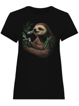 Koszulka Koszulka Damska Leniwiec z blantem Czarna - Śmieszne T-Shirty z Nadrukami ?