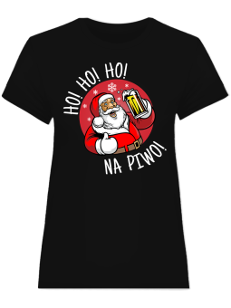 Koszulka Koszulka Damska Ho Ho Ho Na Piwo Czarna - Śmieszne T-Shirty z Nadrukami ?