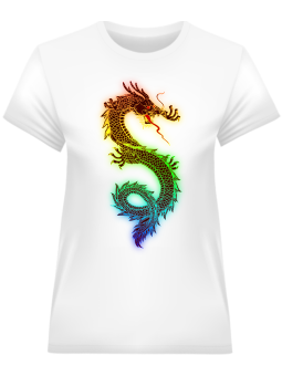 Koszulka Koszulka Damska Kolorowy Smok Biała - Śmieszne T-Shirty z Nadrukami ?