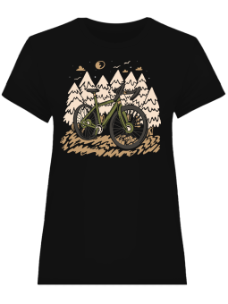 Koszulka Koszulka Damska Rower w lesie Czarna - Śmieszne T-Shirty z Nadrukami ?