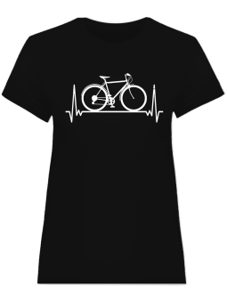 Koszulka Koszulka Damska Rowerowy Heartbeat Czarna - Śmieszne T-Shirty z Nadrukami ?