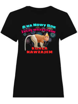 Koszulka Koszulka Damska Nosacz na Nowy Rok Czarna - Śmieszne T-Shirty z Nadrukami ?