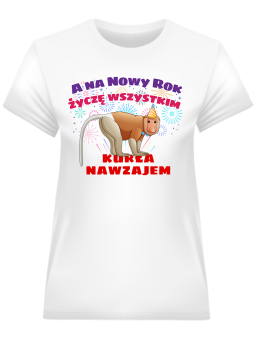 Koszulka Koszulka Damska Nosacz na Nowy Rok Biała - Śmieszne T-Shirty z Nadrukami ?