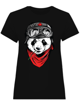 Koszulka Koszulka Damska Panda Pilot Czarna - Śmieszne T-Shirty z Nadrukami ?