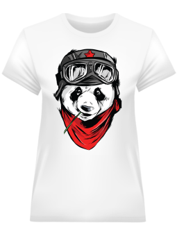 Koszulka Koszulka Damska Panda Pilot Biała - Śmieszne T-Shirty z Nadrukami ?