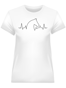 Koszulka Koszulka Damska Koń Heartbeat Biała - Śmieszne T-Shirty z Nadrukami ?