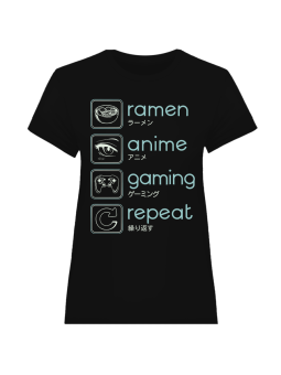 Koszulka Koszulka Damska Anime Dla Gracza Czarna - Śmieszne T-Shirty z Nadrukami ?