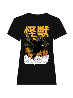 Koszulka Koszulka Damska Anime Kot Kaiju Czarna - Śmieszne T-Shirty z Nadrukami ?