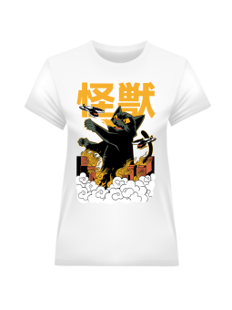 Koszulka Koszulka Damska Anime Kot Kaiju Biała - Śmieszne T-Shirty z Nadrukami ?