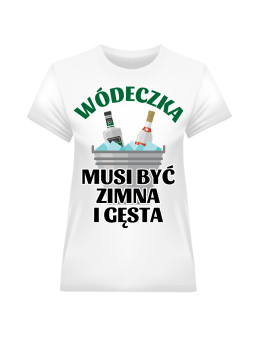 Koszulka Koszulka Damska Wódeczka musi być zimna Biała - Śmieszne T-Shirty z Nadrukami ?