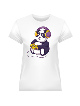 Koszulka Koszulka Damska Panda Gracz Biała - Śmieszne T-Shirty z Nadrukami ?