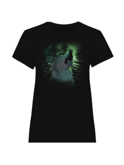 Koszulka Koszulka Damska Wyjący wilk Czarna - Śmieszne T-Shirty z Nadrukami ?