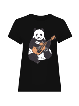 Koszulka Koszulka Damska Panda Grająca na Gitarze Czarna - Śmieszne T-Shirty z Nadrukami ?