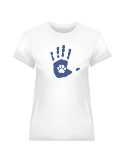 Koszulka Koszulka Damska Dłoń Psia Łapa Biała - Śmieszne T-Shirty z Nadrukami ?