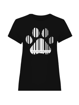 Koszulka Koszulka Damska Psia Łapa Kod Kreskowy Czarna - Śmieszne T-Shirty z Nadrukami ?