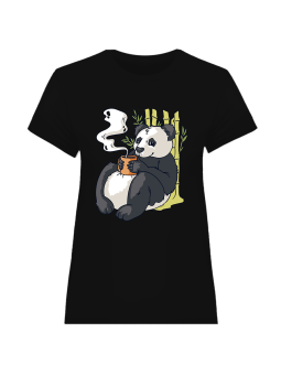 Koszulka Koszulka Damska Panda w Bambusach Czarna - Śmieszne T-Shirty z Nadrukami ?