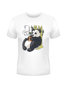 Koszulka Koszulka Męska Panda w Bambusach Biała - Śmieszne T-Shirty z Nadrukami ?