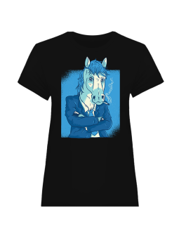 Koszulka Koszulka Damska Koń w Garniturze Czarna - Śmieszne T-Shirty z Nadrukami ?