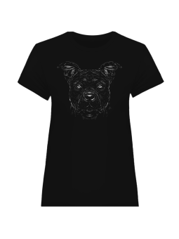 Koszulka Koszulka Damska Pies Amerykański Staffordshire Czarna - Śmieszne T-Shirty z Nadrukami ?