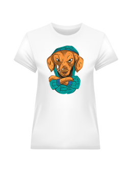 Koszulka Koszulka Damska Groźny Jamnik Biała - Śmieszne T-Shirty z Nadrukami ?