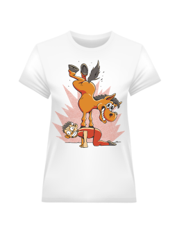 Koszulka Koszulka Damska Koń Akrobata Biała - Śmieszne T-Shirty z Nadrukami ?