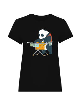 Koszulka Koszulka Damska Szczęśliwa Panda Czarna - Śmieszne T-Shirty z Nadrukami ?